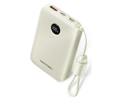 Powerbank Vention Powerbank 10000mAh 2xUSB-C,USB-A z wyświetlaczem beżowy
